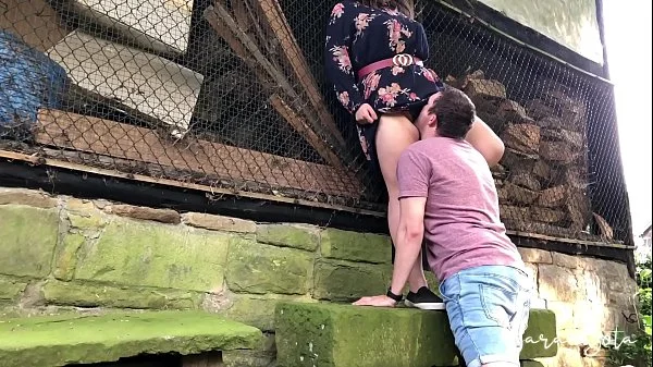 Fucking at an abondand barnyard - outdoor sex