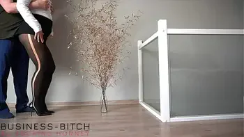 office secretary in luxury Wolford pantyhose used for multiple cumshots in her nylons - business-bitch