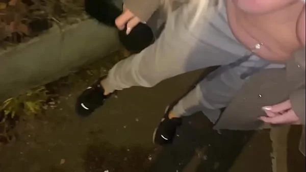 Offered a drink on the street to take a cum shot