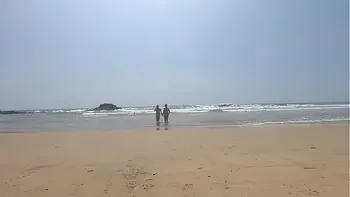 Walking nude freely & having fun on public nudist beach