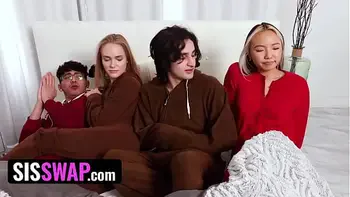 StepSisters Asia Lee & Athena Fleurs Get Naked With StepBros To Keep Each Other Worm - SisSwap