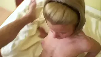 This horny blonde slut with perfect little tits loves to be fucked to get hot cum splashed all over her
