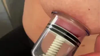Pumping and Sucking hard my Pierced Nipples