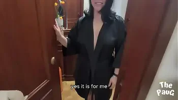 STEPMOM fucks delivery man after surprising him as an internet wanker, before her husband's arrival