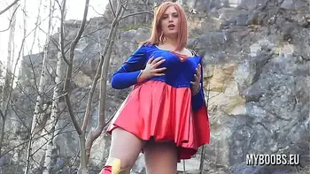 Huge Tits Redhead Alexsis Faye play in Cosplay costume Masturbate and Running