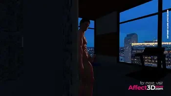 Muscle guy fucking a big tits futa babe in the shower in a 3d porn animation