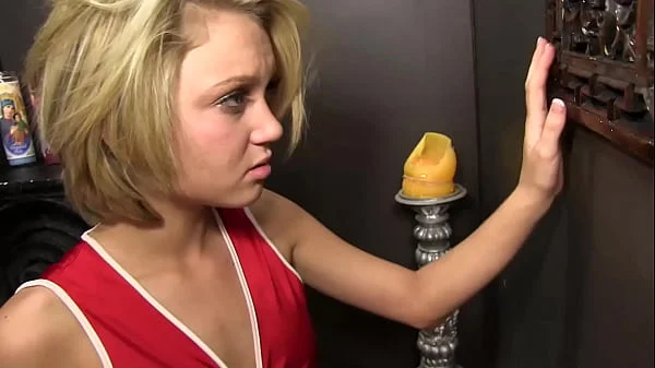 Teen Cheerleader Dakota Sky Kneels at Confessional Gloryhole