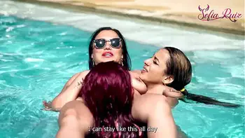 My friends challenge me to do mischief in the pool, I accept and they make me very horny with the games.