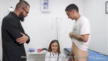 Doctor discovers that her friend and patient have a bigger cock than her boyfriend and she fucks them both