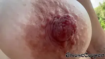 Bouncing Boobs above your Face and POV you play by fingers on my Hard Dark Nipples