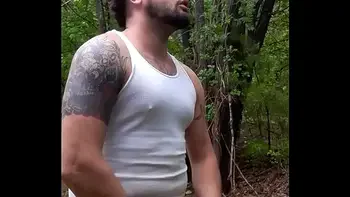 Huge cumshot outdoors