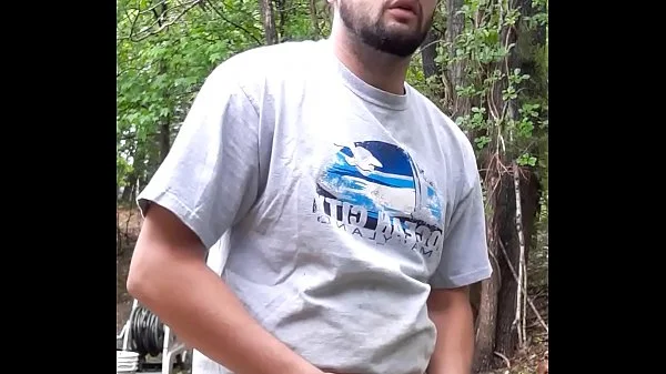 Soft to hard, outdoors, huge cock. Rainy day.