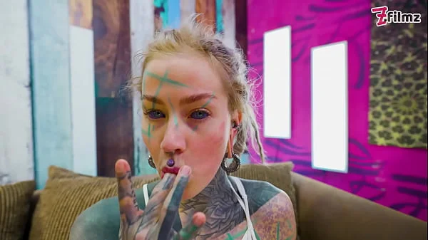 Cute Tattooed girl in Lingerie gaping her asshole wide, fucking herself with big toy, anal prolapse