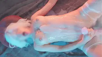 Blonde In White Stockings Moans In a Puddle Of Cum While She Is Fucked By a Huge Cock