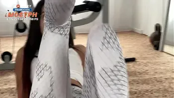 Double penetration into a tight pussy for an athletic girl after a workout. Cum in her mouth