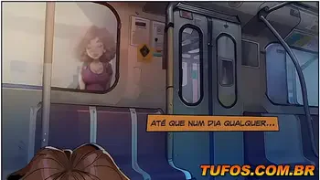 Novinha fogosa e sem calcinha no metrô escuro! Luz no fim do trem! Gozando a vida adoidado!