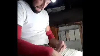 Huge cumshot long fat dick at work