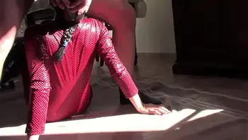 Laura on Heels sexy milf 2024 with boots over the knees fucked doggystyle, throat fucked and cum on tits