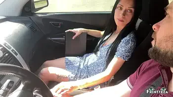 Stepmom makes a DeepThroat to Stepson in the car to the ThroatPie