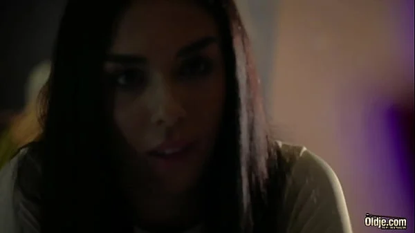 Black beauty perfect blowjob and cumshot for her old husband