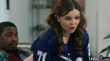 BBW stepdaughter Leana Lovings fucks stepdads friends during the game