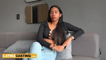Sexy busty latin teen plays hard to get before getting on her knees POV