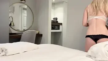 Step Mom And Son Share a Bed In A Hotel Room