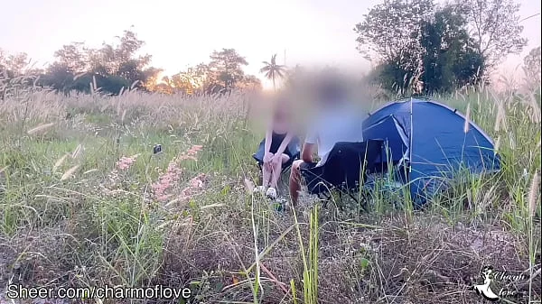 Outdoor sex on a camping trip with girlfriend.