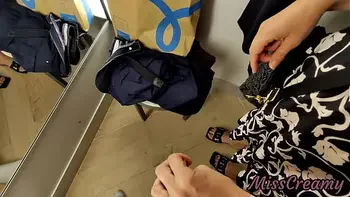 #2 I pull out my cock in front of a young girl in the public dressing room and she helps me cum - Dick Flash - MissCreamy