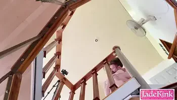 Dangerous staircase rough BDSM fuck and creampie