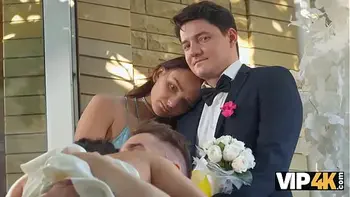VIP4K. Bride was having a wild sex with a toastmaster while the Groom was watching