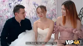 VIP4K. Slutty Russian bride Polly Yangs is having a threesome right before her wedding