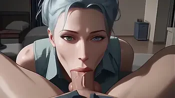 Blue Haired Beauty Gives Sloppy Blowjob Until You Cum In Her Mouth - [POV / AI]