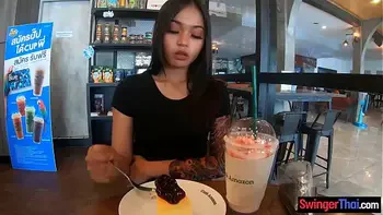 Cute amateur Thai teen sex in the hotel after Starbucks