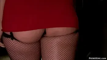 Blonde is tied and anal fucked in bar