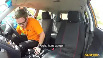 Fake Driving School - Ebony BBW takes off her BIG PANTIES and has sex in a car