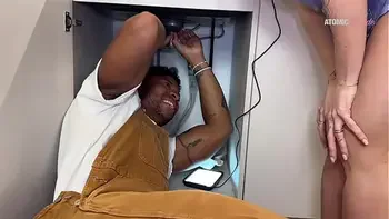 Slutty Wife Gets Fucked by the Black Plumber with a Huge Cock