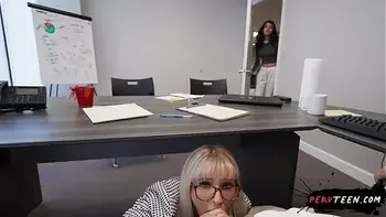 Cheating Teen Talks on Phone with Boyfriend While Boss Fucks Her at Office