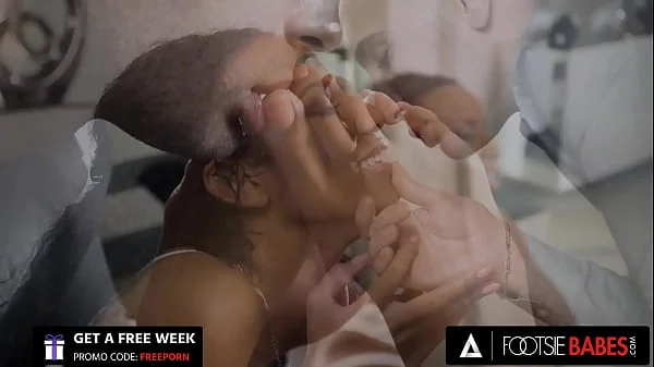 FOOTSIE BABES - Cute Ebony Romy Indy Uses Her Pretty Feet To Fuck Her Man