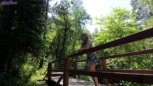 Remote controled vibrator in park - Sweet girl gets an orgasm