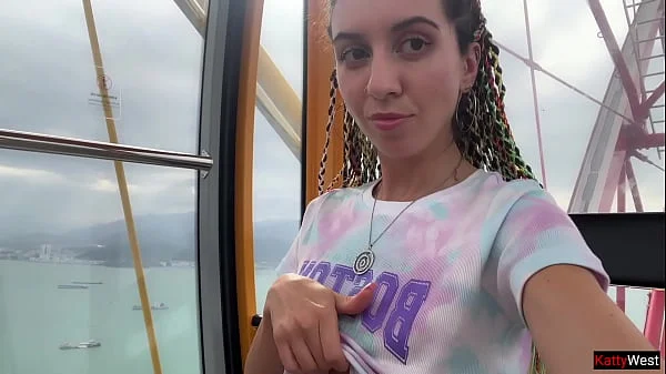 Public Dick Flashing - Girl Jerks My Cock And Swallows Cum On Ferris Wheel