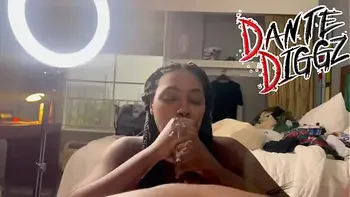 2 Ebony Baddies Have A Dick Sucking Contest On Each Other Boy Friends