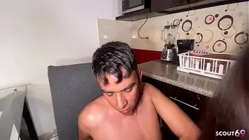 Nymphomaniac Crazy Inked Glasses Latina Step-Sister let Step-Brother cum again in her Face after Creampie