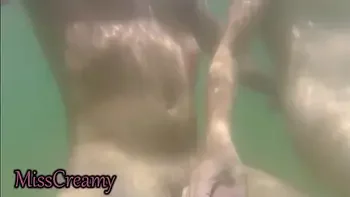 We Got Caught! My Teacher Handjobs My Cock Underwater on Nude Beach Public Sex