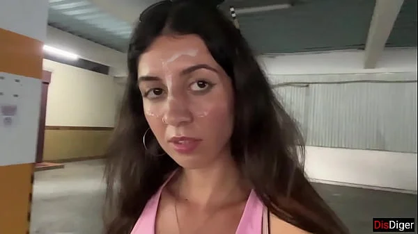 Cumwalk in Public Supermarket - Facial Fetish Outdoor Blowjob