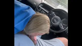 Step mom young make the best blowjob in public/car