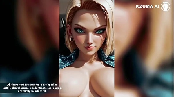 Androide 18, linda gostosa, peitos grandes (AI Gerou, Generated IA)