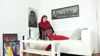 Horny bitch in hijab is a little bit horny