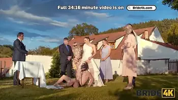 BRIDE4K. Blonde bride with natural tits enjoyed a good fuck on her kinky wedding