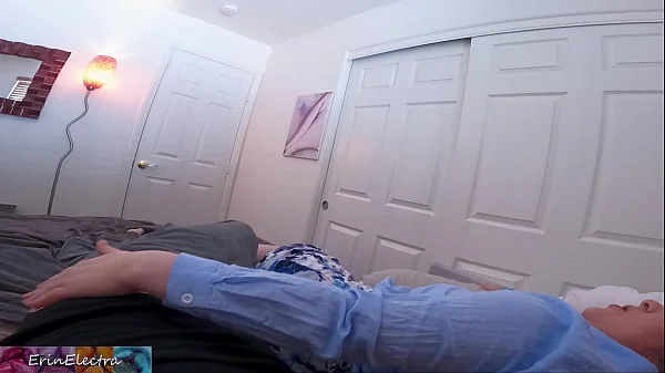 Stepson shares a bed with stepmom and they try not to get naked